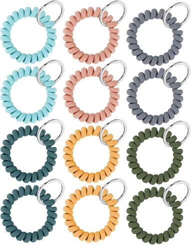 Uniclife 6 PCS Wristlet Keychain Flexible Plastic Spring Spiral Coil Key Holder with Silver Key Ring Chain Holder Tag Stretchable Wristband Bracelet Hair Tie for ID Badge Sauna Gym and Outdoor Sports in Saudi Arabia