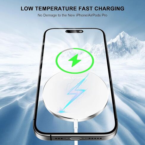 شاحن لاسلكي، وسادة شحن لاسلكية 15 وات، شاحن سريع آمن لهاتف iPhone 15 Pro Max/15 Pro/15/15 Plus/14/13/12 Series AirPods 3/2/Pro 2 لوحة شحن مغناطيسية شاحن آمن مع USB C بقدرة 20 وات شاحن in Kuwait