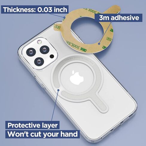 4 قطع ملصق حلقة مغناطيسية لـ Magsafe، محول مغناطيسي رفيع لاصق 3M iPhone 14 Plus 13 12 Pro Max، حلقة معدنية لشاحن لاسلكي آمن Mag / محفظة بطاقات / حامل بمقبض مقبس in Kuwait