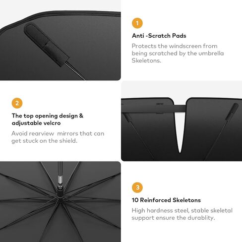 Car Windshield Sun Shade Umbrella, Upgraded Car Shade Front Windshield with 360° Rotation Bendable Handle for Car Interior Sun Protection, Keeps Vehicle Cool, Fit Most Vehicle (Standard 57''x 31'') in Saudi Arabia