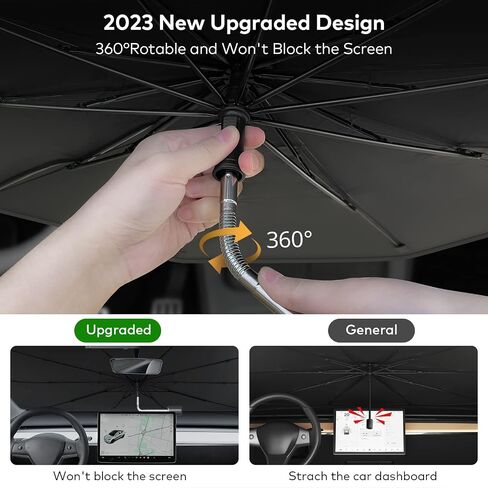 Car Windshield Sun Shade Umbrella, Upgraded Car Shade Front Windshield with 360° Rotation Bendable Handle for Car Interior Sun Protection, Keeps Vehicle Cool, Fit Most Vehicle (Standard 57''x 31'') in Saudi Arabia