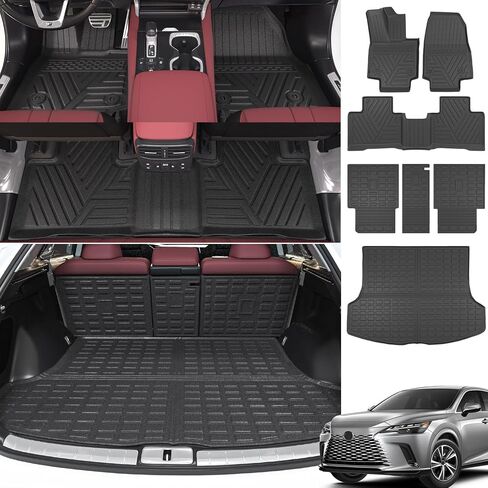 حصيرة أرضية powoq متوافقة مع 2023 2024 Lexus RX350 RX350H RX500H حصيرة مسند الظهر بديلة لملحقات Lexus (تناسب 2023 2024 Lexus RX350 RX350H RX500H، حصيرة صندوق السيارة + حصيرة مسند الظهر + حصيرة الأرضية) in Kuwait