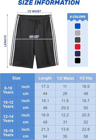 مجموعة من 6 شورتات رياضية للأولاد من ريسينتا، مجموعة من 6 شورتات كرة السلة للأولاد مع جيوب، شورتات جري نشطة سريعة الجفاف in Kuwait