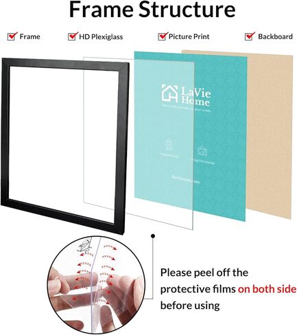 LaVie Home 6x9 Picture Frames (1 Pack, Black) Display Pictures 6x9, Wall Mount & Table Top Display, Simple Designed Photo Frame Classic Collection in Kuwait