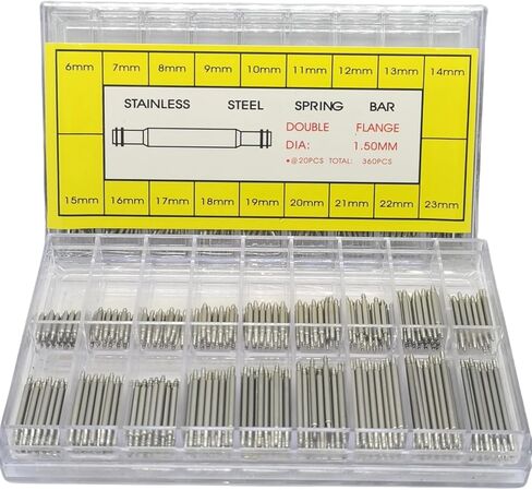 360pcs (6-23mm) Professional Watch Band Stainless Steel Link Pins Spring Bars Repair in Saudi Arabia
