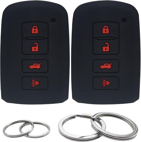 GFDesign 2 قطعة سيليكون مفتاح فوب غطاء حماية عن بعد بدون مفتاح متوافق مع تويوتا 4Runner RAV4 تاكوما هايلاندر لاند كروزر بريوس C V C-HR HYQ14FBA 1551A-14FBA 3 أزرار (أسود ووردي فاقع) in Kuwait