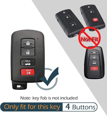 GFDesign 2 قطعة سيليكون مفتاح فوب غطاء حماية عن بعد بدون مفتاح متوافق مع تويوتا 4Runner RAV4 تاكوما هايلاندر لاند كروزر بريوس C V C-HR HYQ14FBA 1551A-14FBA 3 أزرار (أسود ووردي فاقع) in Kuwait