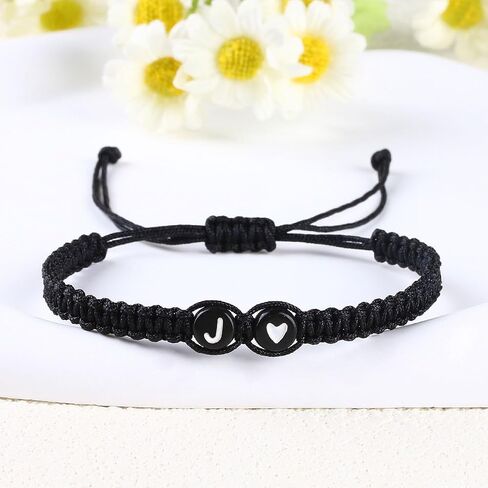 Initial Bracelets for Women Best Friend,Birthday Graduation Gifts Adjustable Heart Link Letter Mens Bracelet for Sister Daughter Mother's Day Mom Couples Boyfriend Friendship Jewelry (A) in Saudi Arabia