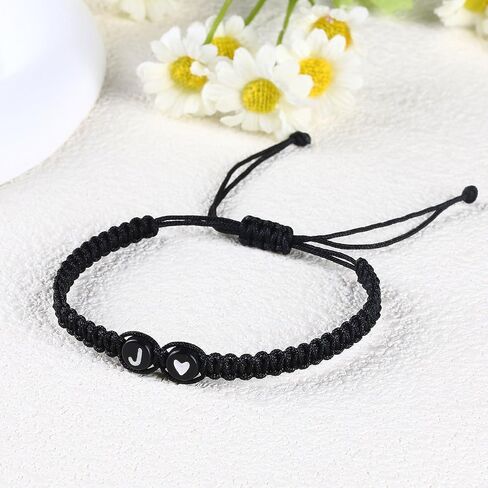 Initial Bracelets for Women Best Friend,Birthday Graduation Gifts Adjustable Heart Link Letter Mens Bracelet for Sister Daughter Mother's Day Mom Couples Boyfriend Friendship Jewelry (A) in Saudi Arabia