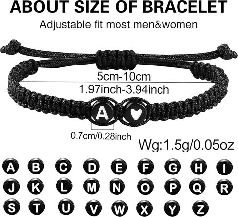 Initial Bracelets for Women Best Friend,Birthday Graduation Gifts Adjustable Heart Link Letter Mens Bracelet for Sister Daughter Mother's Day Mom Couples Boyfriend Friendship Jewelry (A) in Saudi Arabia