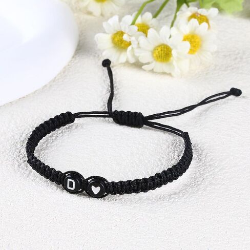 Initial Bracelets for Women Best Friend,Birthday Graduation Gifts Adjustable Heart Link Letter Mens Bracelet for Sister Daughter Mother's Day Mom Couples Boyfriend Friendship Jewelry (A) in Saudi Arabia