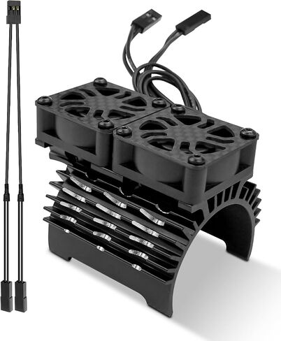 RC Motor Cooling Fan Fit for 1/8 RC 40mm Brushless Motor 4068 4076 4082 4092, 27000RPM RC Car Fan Double Motor Heatsink with Metal Cover 8.4V 1.5A in Saudi Arabia