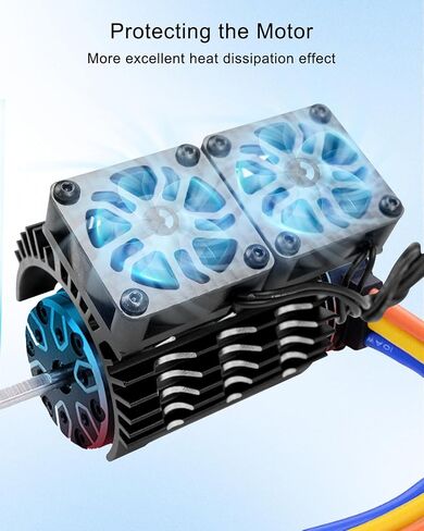 RC Motor Cooling Fan Fit for 1/8 RC 40mm Brushless Motor 4068 4076 4082 4092, 27000RPM RC Car Fan Double Motor Heatsink with Metal Cover 8.4V 1.5A in Saudi Arabia