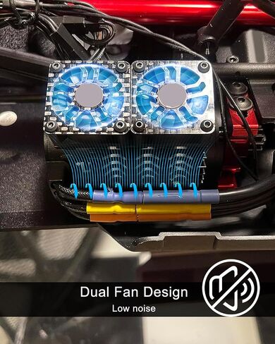 RC Motor Cooling Fan Fit for 1/8 RC 40mm Brushless Motor 4068 4076 4082 4092, 27000RPM RC Car Fan Double Motor Heatsink with Metal Cover 8.4V 1.5A in Saudi Arabia
