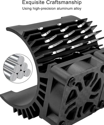 RC Motor Cooling Fan Fit for 1/8 RC 40mm Brushless Motor 4068 4076 4082 4092, 27000RPM RC Car Fan Double Motor Heatsink with Metal Cover 8.4V 1.5A in Saudi Arabia