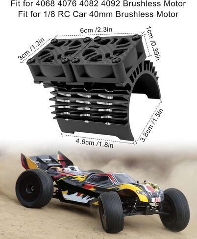 RC Motor Cooling Fan Fit for 1/8 RC 40mm Brushless Motor 4068 4076 4082 4092, 27000RPM RC Car Fan Double Motor Heatsink with Metal Cover 8.4V 1.5A in Saudi Arabia