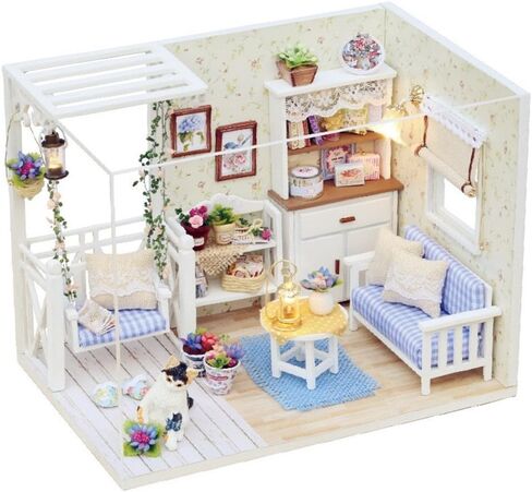 Flever Dollhouse Miniature DIY House Kit Creative Room with Furniture for Romantic Artwork Gift(Kitten Diary) in Saudi Arabia