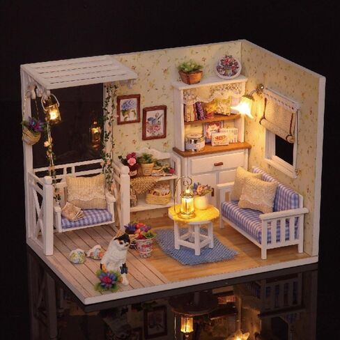 Flever Dollhouse Miniature DIY House Kit Creative Room with Furniture for Romantic Artwork Gift(Kitten Diary) in Saudi Arabia