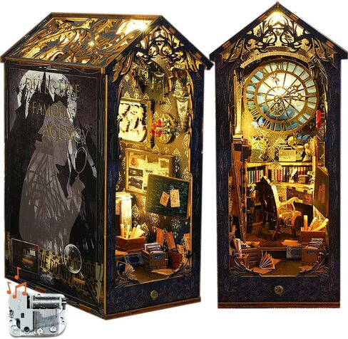 مجموعة زوايا الكتب التي يمكنك صنعها بنفسك، كتاب كتب بيت الدمى بنفسك، نهايات ألغاز خشبية ثلاثية الأبعاد، مجموعات مصغرة لزوايا الكتب مع ضوء LED للبالغين (SL7) in Kuwait