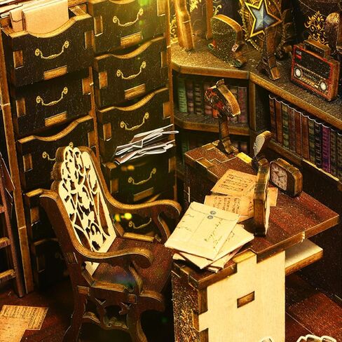 مجموعة زوايا الكتب التي يمكنك صنعها بنفسك، كتاب كتب بيت الدمى بنفسك، نهايات ألغاز خشبية ثلاثية الأبعاد، مجموعات مصغرة لزوايا الكتب مع ضوء LED للبالغين (SL7) in Kuwait