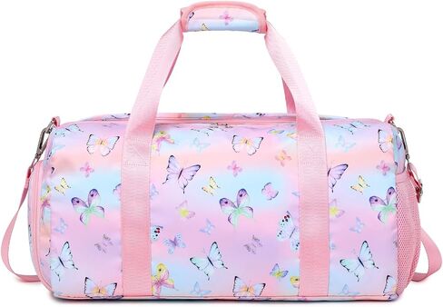 Duffle Gym Bag Girls Dance Bag Butterfly Overnight Weekend Bag Kids Cute Sports Travel Gymnastics Little Bags With Shoe Compartment & Wet Pocket in Saudi Arabia