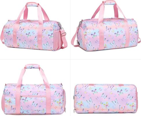 Duffle Gym Bag Girls Dance Bag Butterfly Overnight Weekend Bag Kids Cute Sports Travel Gymnastics Little Bags With Shoe Compartment & Wet Pocket in Saudi Arabia