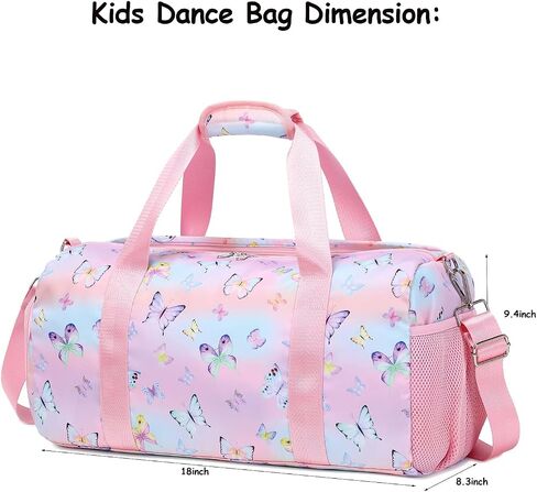 Duffle Gym Bag Girls Dance Bag Butterfly Overnight Weekend Bag Kids Cute Sports Travel Gymnastics Little Bags With Shoe Compartment & Wet Pocket in Saudi Arabia