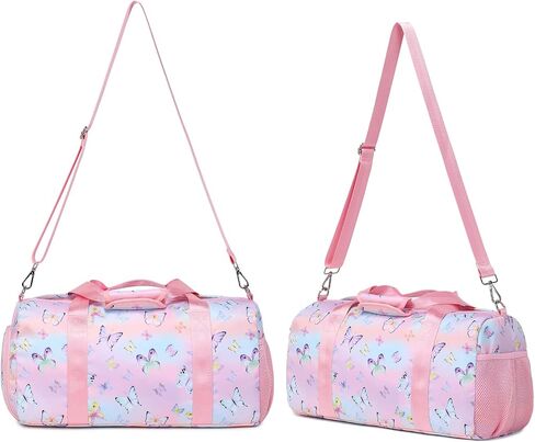 Duffle Gym Bag Girls Dance Bag Butterfly Overnight Weekend Bag Kids Cute Sports Travel Gymnastics Little Bags With Shoe Compartment & Wet Pocket in Saudi Arabia