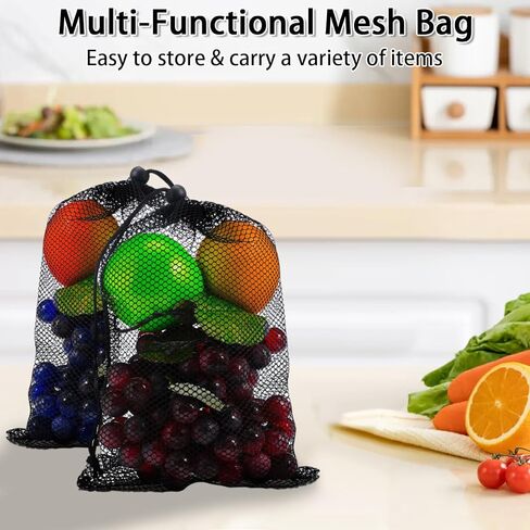 30 Pack 8 x 12 Inch Mesh Drawstring Bags, Black Nylon Mesh Bag with Cord Lock Closure, Portable Laundry Bag Storage Bag Golf Ball Bag for Jewelry Toys Sports Storage Outdoor in Kuwait