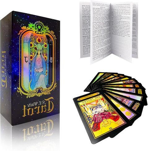 IXIGER Tarot Cards Set, 78 Surface Laser Tarot Cards Decks, Classic Tarot Cards, Travel Tarot Cards with Guidebook for Beginners in Kuwait