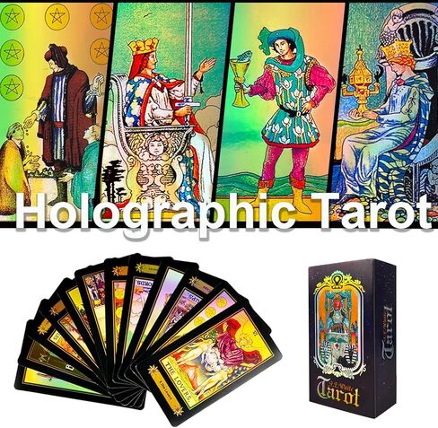 IXIGER Tarot Cards Set, 78 Surface Laser Tarot Cards Decks, Classic Tarot Cards, Travel Tarot Cards with Guidebook for Beginners in Kuwait