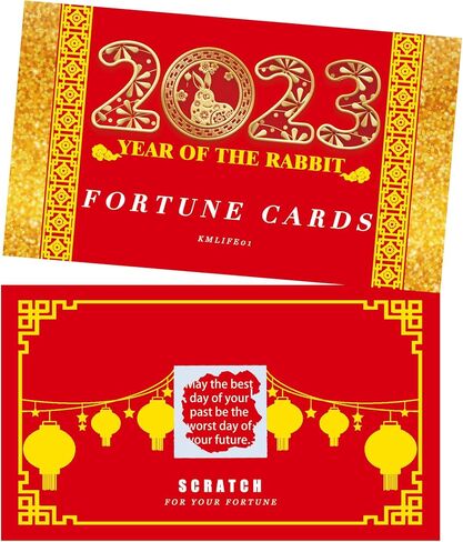 Chinese New Year, 2023 Year of The Rabbit Party Scratch Off Fortune Cards, Lottery Cards, Teller Fortune Cards for Spring Festival Lunar New Year Party Supplies, 30 Count… in Saudi Arabia