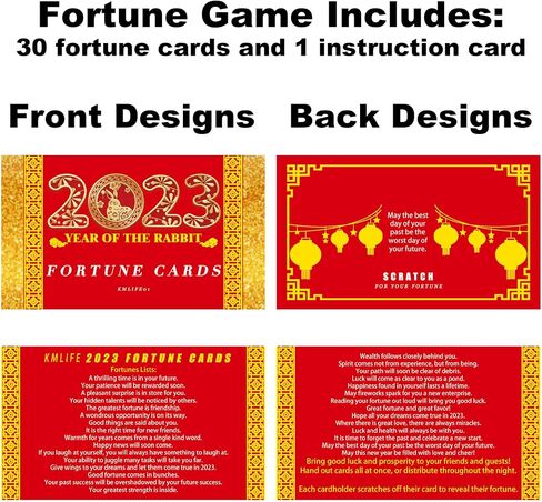 Chinese New Year, 2023 Year of The Rabbit Party Scratch Off Fortune Cards, Lottery Cards, Teller Fortune Cards for Spring Festival Lunar New Year Party Supplies, 30 Count… in Saudi Arabia