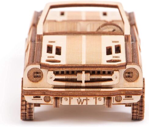 لغز خشبي صغير ثلاثي الأبعاد لسيارة Wood Trick Cabriolet للبالغين والأطفال - مقاس 6.7 × 2.8 بوصة - أجزاء متحركة ميكانيكية - مجموعة نماذج خشبية in Kuwait