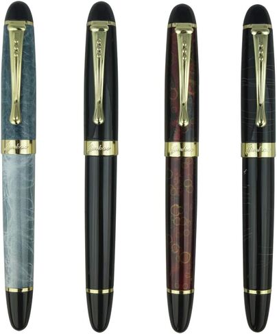 Jinhao Fountain Pen Golden Clip Medium Nib X450 With Case (Luxury Red & Golden) in Saudi Arabia