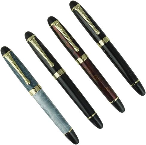 Jinhao Fountain Pen Golden Clip Medium Nib X450 With Case (Luxury Red & Golden) in Saudi Arabia
