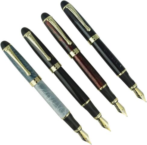 Jinhao Fountain Pen Golden Clip Medium Nib X450 With Case (Luxury Red & Golden) in Saudi Arabia