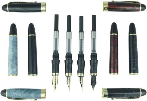 Jinhao Fountain Pen Golden Clip Medium Nib X450 With Case (Luxury Red & Golden) in Saudi Arabia