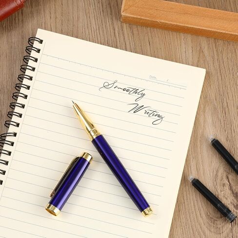 Luxury Fountain Pen Set for Writing, 0.5mm Fine Point Smooth Writing Fountain Pen With 8 Ink Cartridges and Gift Box for Journaling Calligraphy Supplies(Blue) in Saudi Arabia