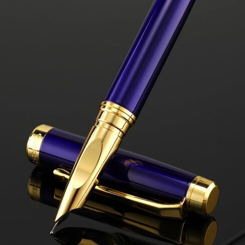 Luxury Fountain Pen Set for Writing, 0.5mm Fine Point Smooth Writing Fountain Pen With 8 Ink Cartridges and Gift Box for Journaling Calligraphy Supplies(Blue) in Saudi Arabia