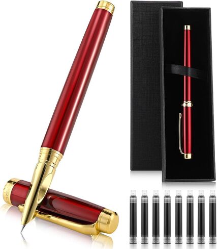 Luxury Fountain Pen Set for Writing, 0.5mm Fine Point Smooth Writing Fountain Pen With 8 Ink Cartridges and Gift Box for Journaling Calligraphy Supplies(Blue) in Saudi Arabia