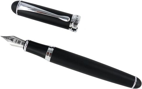 مجموعة أقلام حبر جينهاو X750 مكونة من 4 قطع، 4 ألوان (أسود، أحمر، فضي، مربعات)، سن متوسط ​​مع محول حبر، زخرفة فضية، حقيبة هدايا in Kuwait