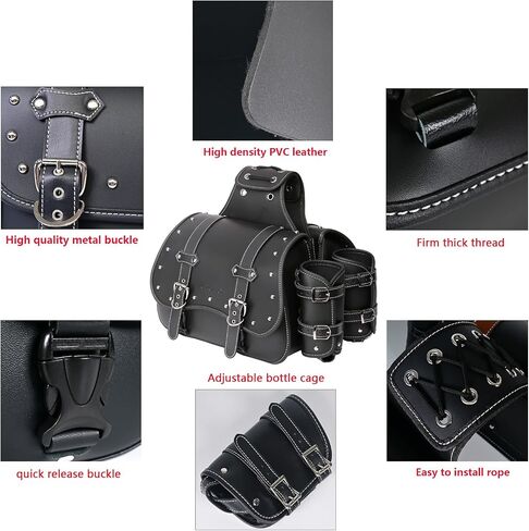 High-density Leather Motorcycle Saddebags- Throw Over Saddle bags ，Panniers Side Bags with cup holder ，Harley Sportster Waterproof, Side Tool Bag, Storage Tool Bag for Motorbike,Universal, 1 Pair in Saudi Arabia