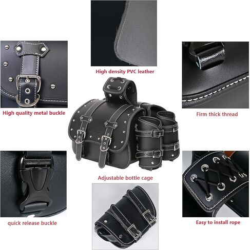 High-density Leather Motorcycle Saddebags- Throw Over Saddle bags ，Panniers Side Bags with cup holder ，Harley Sportster Waterproof, Side Tool Bag, Storage Tool Bag for Motorbike,Universal, 1 Pair in Saudi Arabia