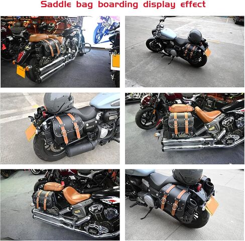 High-density Leather Motorcycle Saddebags- Throw Over Saddle bags ，Panniers Side Bags with cup holder ，Harley Sportster Waterproof, Side Tool Bag, Storage Tool Bag for Motorbike,Universal, 1 Pair in Saudi Arabia