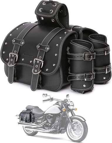 High-density Leather Motorcycle Saddebags- Throw Over Saddle bags ，Panniers Side Bags with cup holder ，Harley Sportster Waterproof, Side Tool Bag, Storage Tool Bag for Motorbike,Universal, 1 Pair in Saudi Arabia