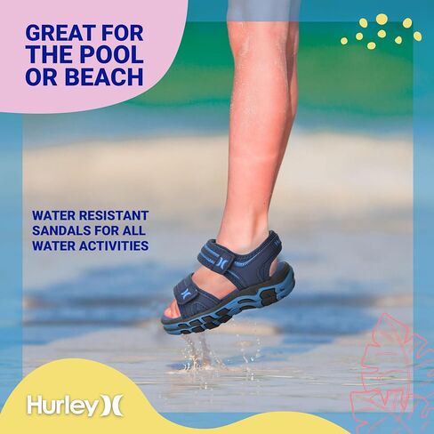 أحذية مائية للأطفال الصغار من Hurley Loni، أساسيات الشاطئ، صنادل مفتوحة من الأمام للفتيات والأولاد، خفيفة الوزن، قابلة للتنفس وحزامين قابلين للتعديل in Kuwait