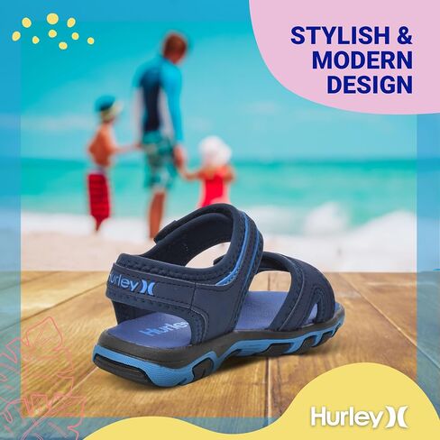 أحذية مائية للأطفال الصغار من Hurley Loni، أساسيات الشاطئ، صنادل مفتوحة من الأمام للفتيات والأولاد، خفيفة الوزن، قابلة للتنفس وحزامين قابلين للتعديل in Kuwait