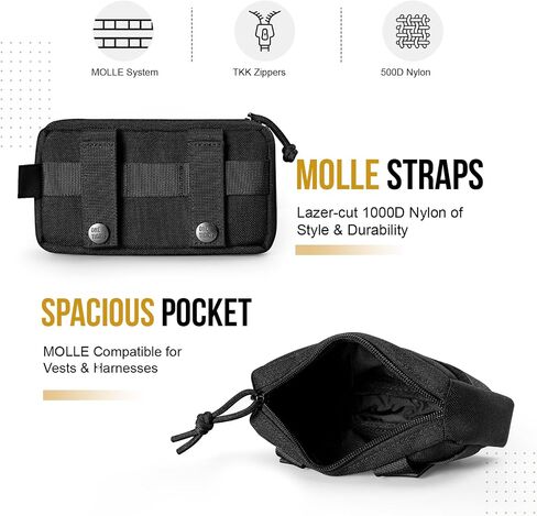 OneTigris Molle Service Dog Saddle Bag X23 Dog Backpack Harness Pouch Bag La-zer-cut Design With Light Reflective Strips For Vests Belts 2PCS EDC Pouches in Saudi Arabia