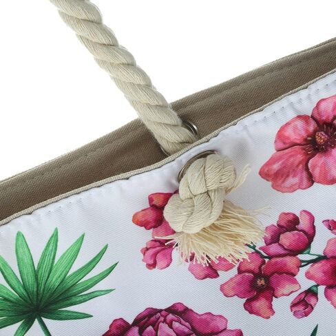 Beach Bag for Women Large Beach Tote Bag Waterproof with Zipper Travel Work Pool Swim Tote (Blue Palm Leaf) in Saudi Arabia